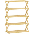 Raft pliabil pentru pantofi, 5 niveluri, gata de utilizare, din bambus, 60x29x88 cm, culoare lemn