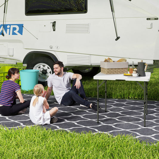 Masă de Camping Pliabilă cu 2 Înălțimi Reglabile, din HDPE și Metal, 86x86x74 cm, Alb