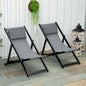 Set 2 Scaune Fotoliu Sezlong pentru Exterior, Pliabile si Rabatabile, din Aluminiu, Gri, 96.5 x 58 x 91.5cm