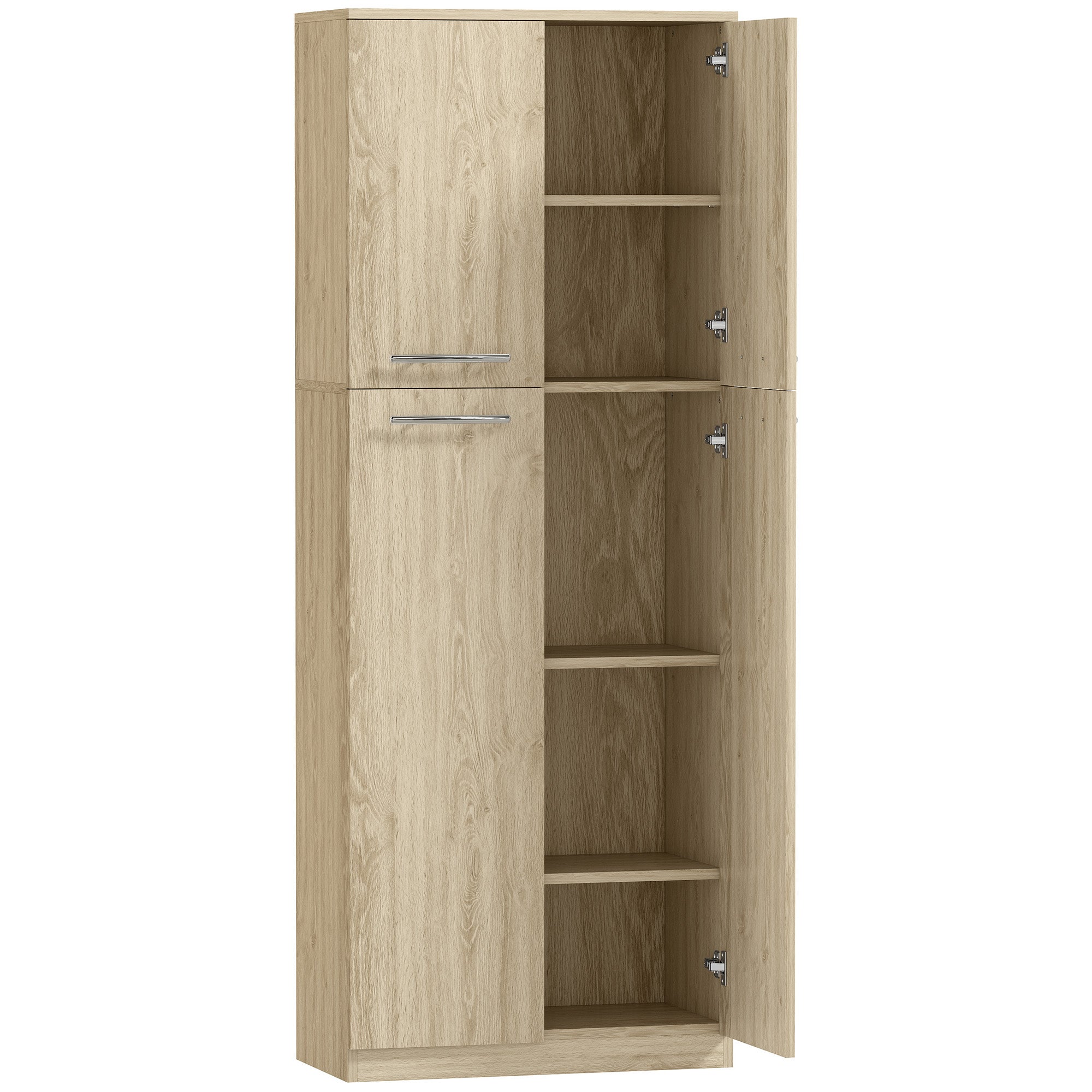 Mobilier de Depozitare Minimal cu 2 Dulapuri și Rafturi Reglabile, din Lemn culoare Stejar, 59x31x155 cm