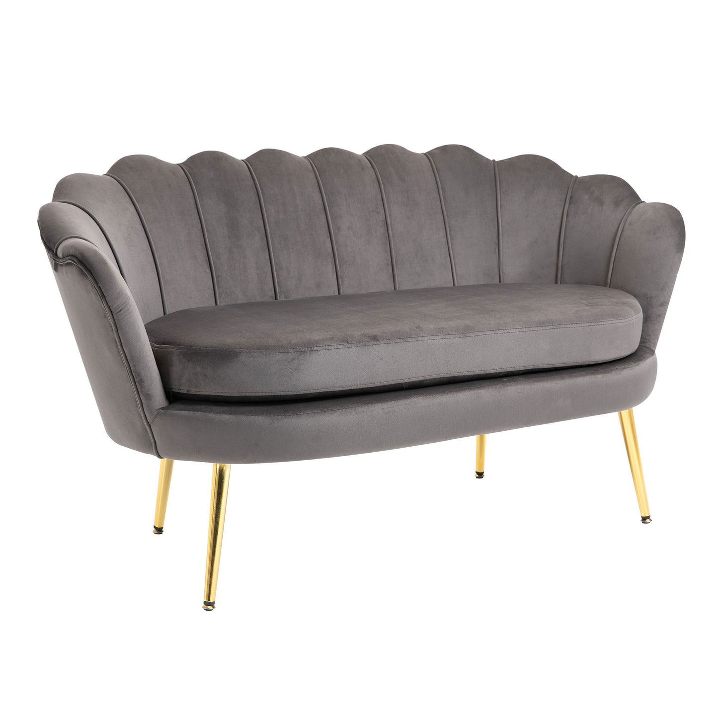 canapea din catifea, 2 locuri,130x63x73cm, gri