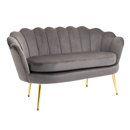 canapea din catifea, 2 locuri,130x63x73cm, gri