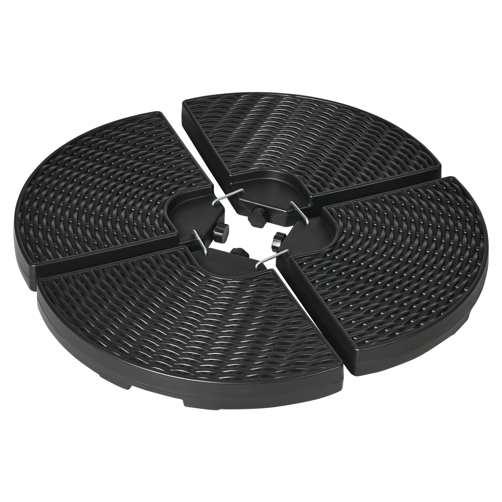 Set de greutati din 4 piese pentru baza umbrelei de gradina in consola pentru umbrelele cu articulatie tip banana, Greutati pentru umbrela  pentru suportul bazei, negru