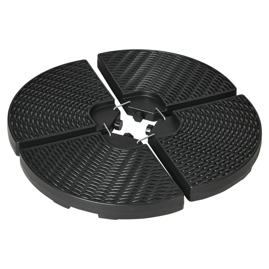 Set de greutati din 4 piese pentru baza umbrelei de gradina in consola pentru umbrelele cu articulatie tip banana, Greutati pentru umbrela  pentru suportul bazei, negru