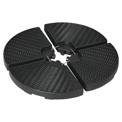Set de greutati din 4 piese pentru baza umbrelei de gradina in consola pentru umbrelele cu articulatie tip banana, Greutati pentru umbrela  pentru suportul bazei, negru