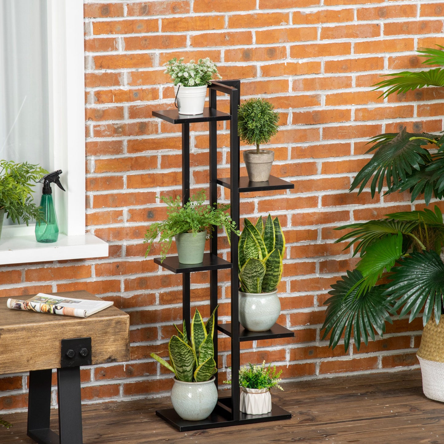 Suport pentru Plante cu 5 Niveluri, Raft de Colt pentru Plante, Suport pentru Ghiveci, Organizator Decorativ