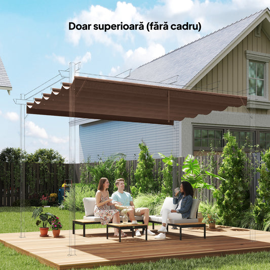 Acoperiș pentru pergolă gazebo cu 10 orificii de drenaj, din poliester, 250x255 cm, pentru pergolă 3x3 m, culoare cafea