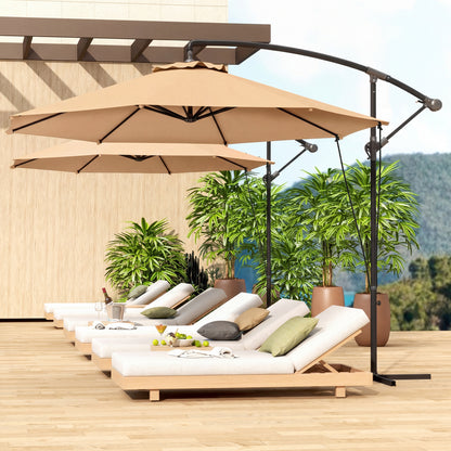 Umbrelă de Soare cu Corzi Anti-Vânt, Orificii de Aerisire, Bază în Cruce și Manivelă, Φ290x243 cm, Gri