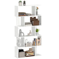 Bibliotecă Asimetrică în Formă de S cu 5 Niveluri și 10 Rafturi Deschise, 80x24x159 cm, Alb