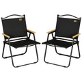 Set 2 Scaune de Exterior Pliabile cu Brațe din Material Textil Oxford și Oțel, Negru