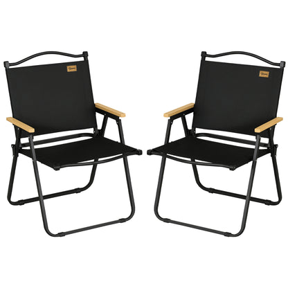 Set 2 Scaune de Exterior Pliabile cu Brațe din Material Textil Oxford și Oțel, Negru