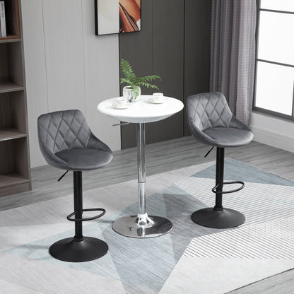 Scaune Bar x2 – Pivotante, Gri Catifelat, inaltime Reglabila