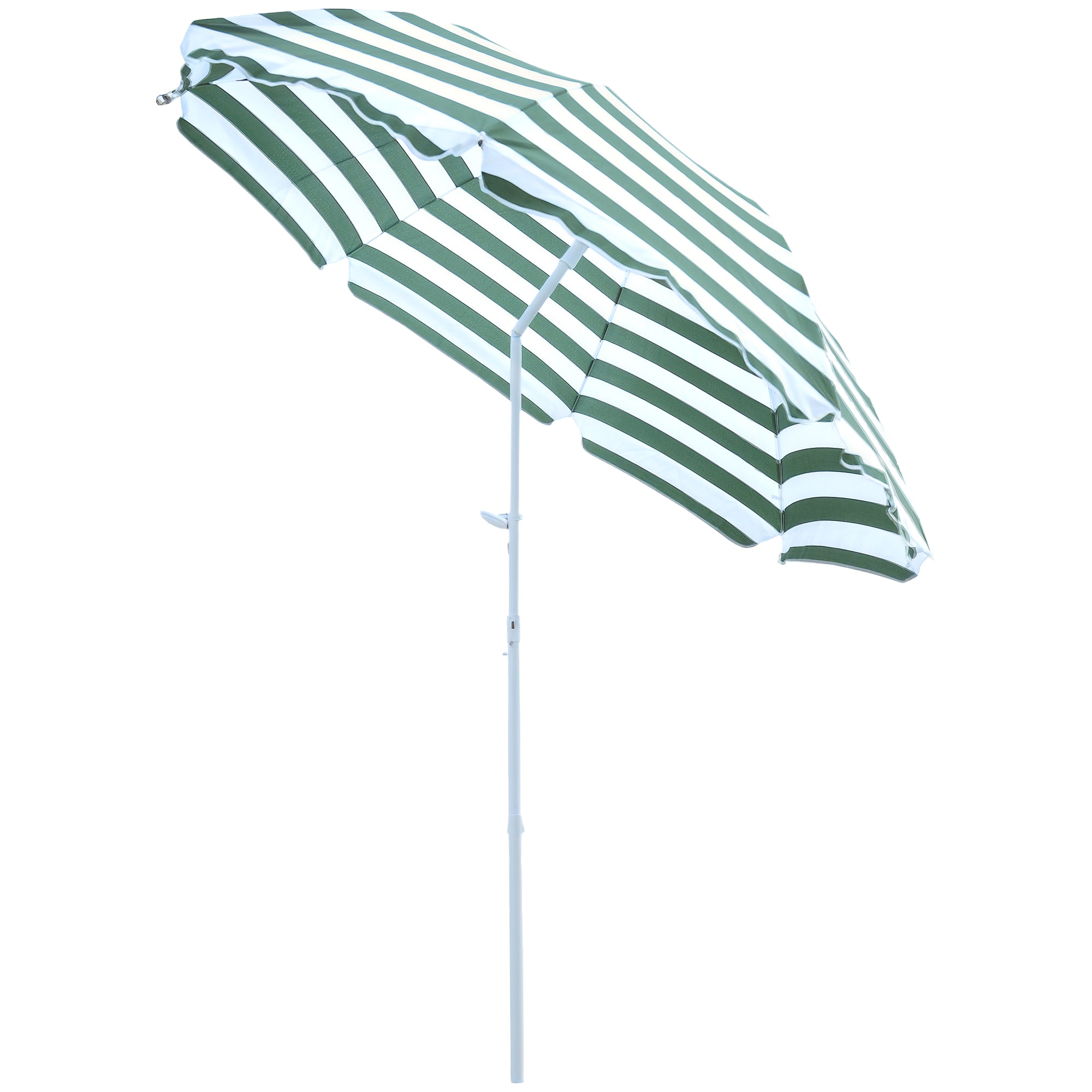 Umbrelă de Plajă cu Acoperiș Înclinabil la 45°, Ø1.8x2 m, Verde și Alb