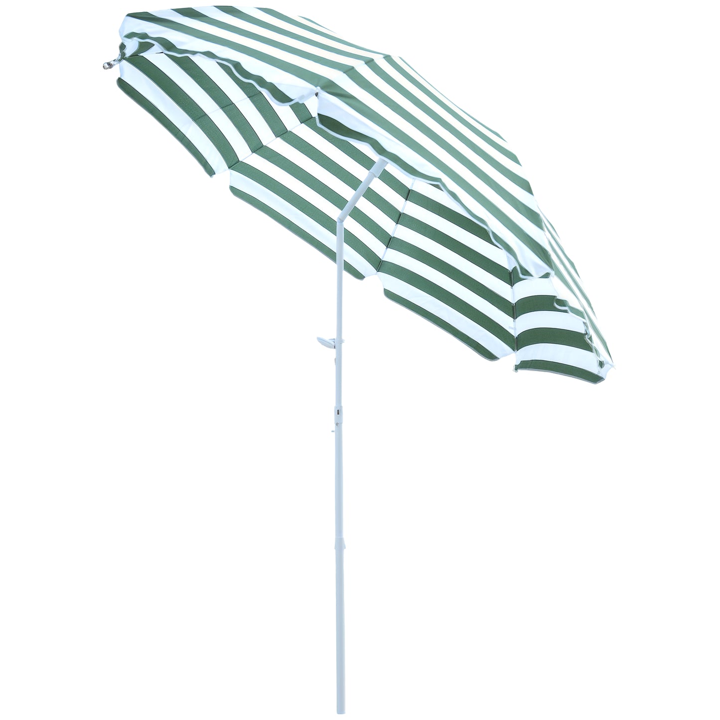 Umbrelă de Plajă cu Acoperiș Înclinabil la 45°, Ø1.8x2 m, Verde și Alb