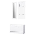 Set Hol 3‑in‑1 – Cuier, Oglinda si Scarpiera Alba Compacta