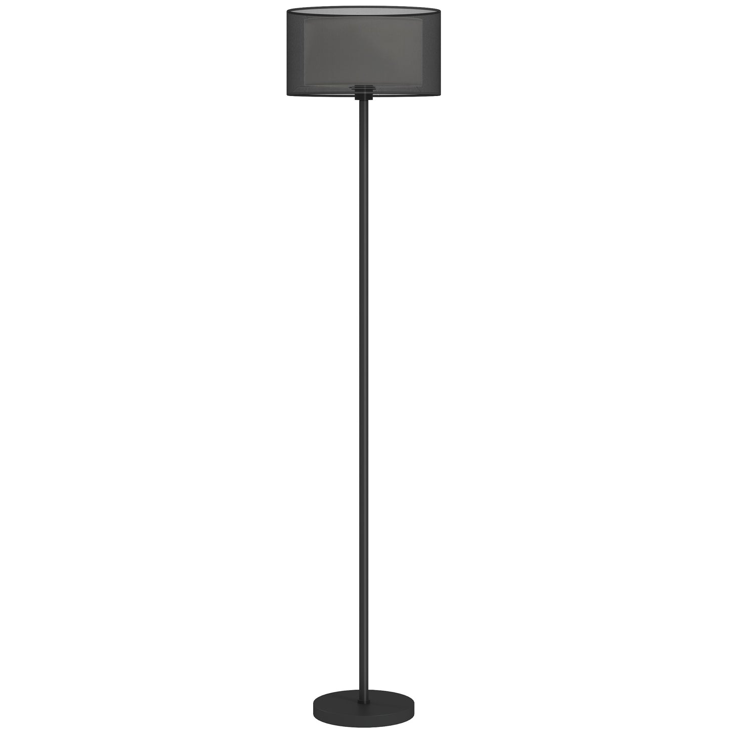 Lampadar Modern cu Abajur Dublu și Întrerupător cu Pedală, Ø33 x 152,5 cm, Negru
