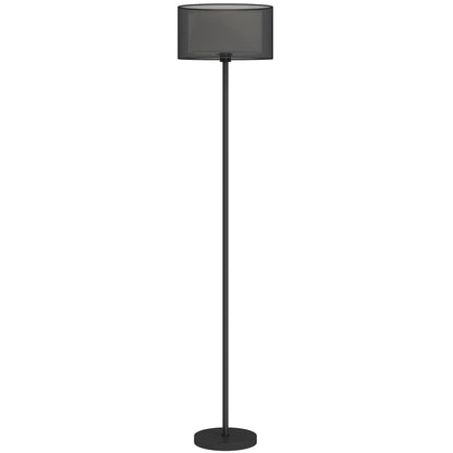 Lampadar Modern cu Abajur Dublu și Întrerupător cu Pedală, Ø33 x 152,5 cm, Negru