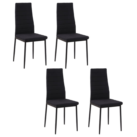 Set 4 scaune captusite pentru camera de zi, moderne, din metal si material textil Negru