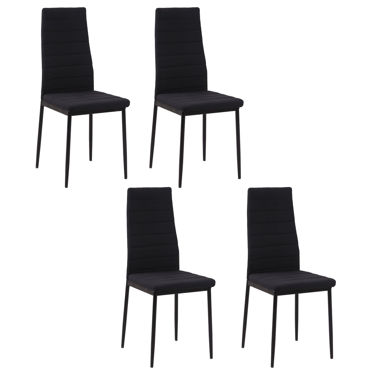 Set 4 scaune captusite pentru camera de zi, moderne, din metal si material textil Negru