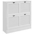 Dulap pentru încălțăminte compact din lemn, pentru 16 perechi de pantofi, cu 2 uși rabatabile, 81.5x25x83cm, alb