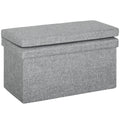 Bancă cu Spațiu de Depozitare Pliabilă cu Spătar și Capacitate de 77L, Tapițerie din Țesătură, 76x50x73 cm, Gri