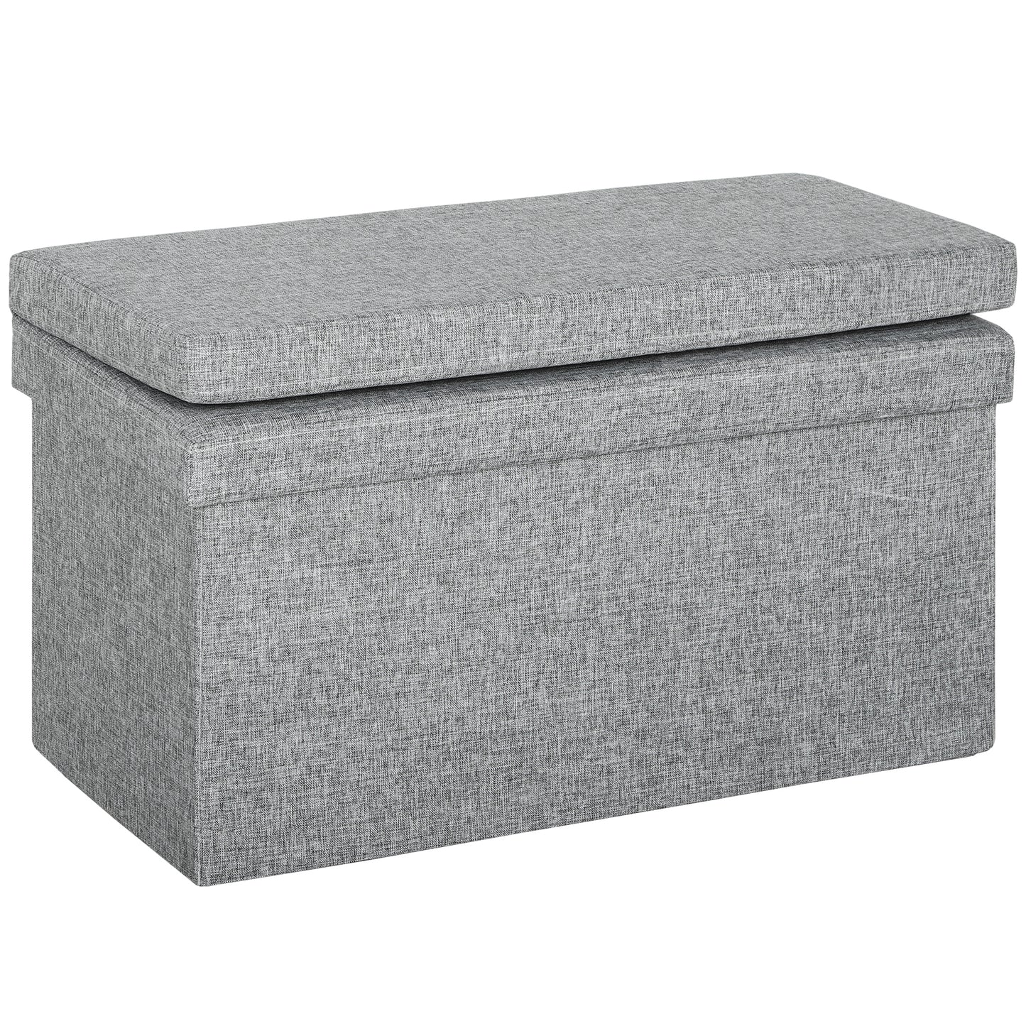 Bancă cu Spațiu de Depozitare Pliabilă cu Spătar și Capacitate de 77L, Tapițerie din Țesătură, 76x50x73 cm, Gri