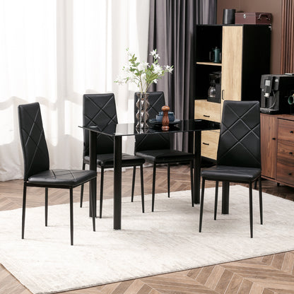 Set Masa de Sufragerie cu 4 Scaune, cu Sticla Securizata