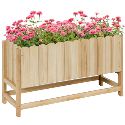 Jardiniera pentru exterior, verticala si de dimensiuni reduse din lemn de brad cu orificiu de scurgere si protectie interioara, 86x30x50 cm, culoarea lemnului