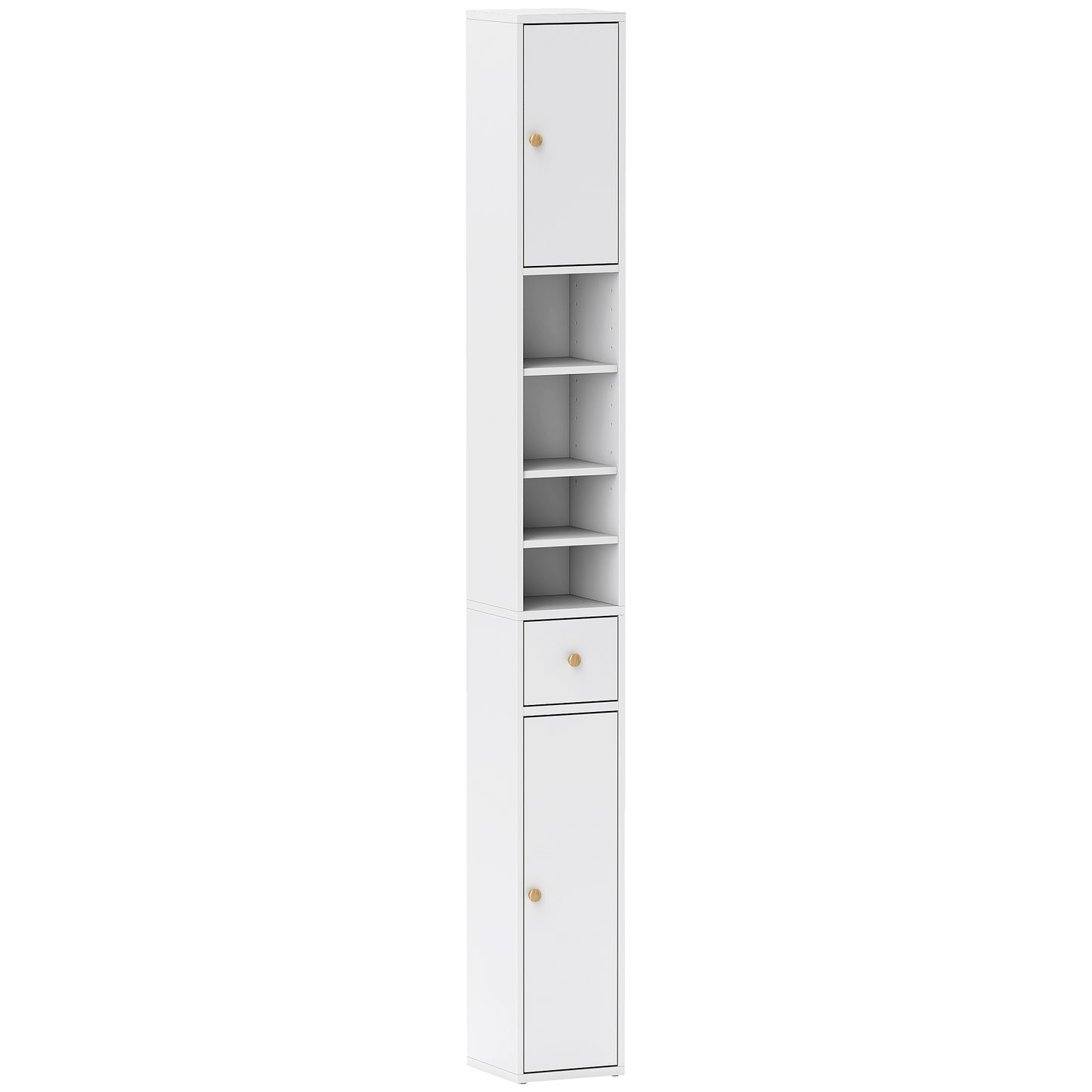 Dulap inalt Baie – Alb, Cu Sertar & Rafturi Deschise, 178 cm