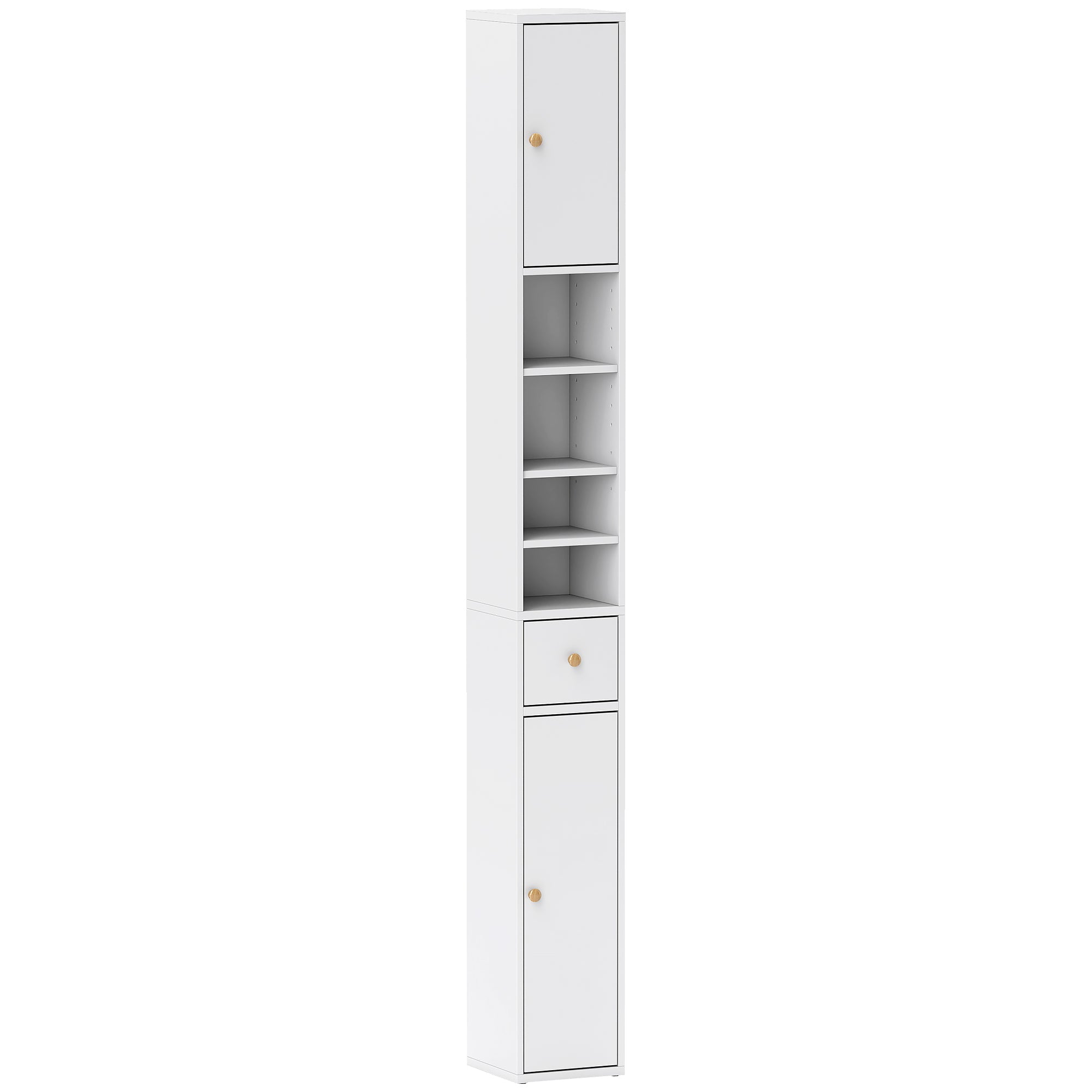 Dulap inalt Baie – Alb, Cu Sertar & Rafturi Deschise, 178 cm
