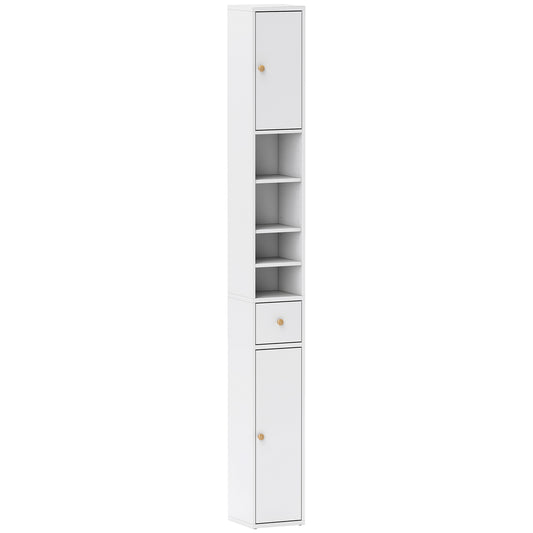 Dulap inalt Baie – Alb, Cu Sertar & Rafturi Deschise, 178 cm