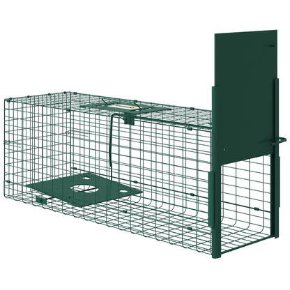 Capcană pentru Animale Mici cu o Singură Ușă și Mâner, 80x25x30 cm, Verde Închis