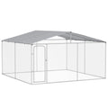 Țarc pentru Câini din Metal cu Acoperiș din Material Oxford și Ușă cu Închidere, 4x4x2,3m