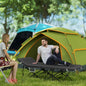 Pat de Camping Pliabil cu Suport pentru Cap Înclinat și Saltea Detașabilă, 196x68x37 cm, Negru