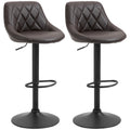 set 2 scaune de bar, reglabile, imitatie de piele maro