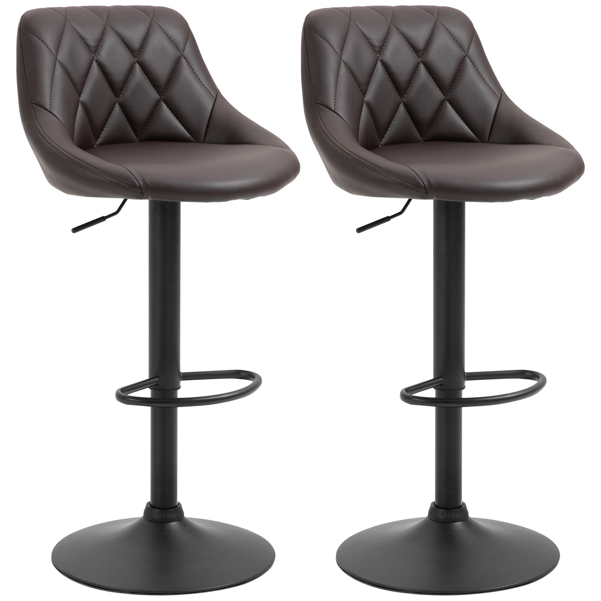 set 2 scaune de bar, reglabile, imitatie de piele maro