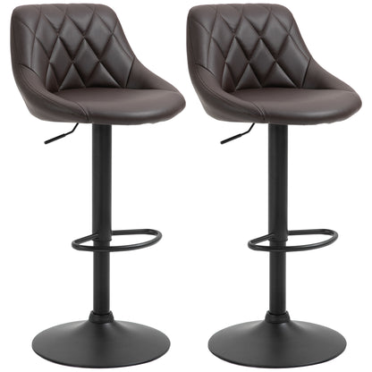 set 2 scaune de bar, reglabile, imitatie de piele maro
