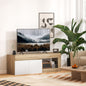 Dulap pentru TV de 60" cu Dulăpior, 2 Uși și Raft Deschis, Mobilier TV din Lemn, 140x40x48 cm, Lemn Natural
