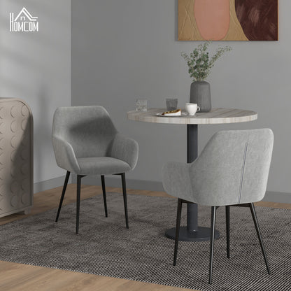 Set 2 Scaune Dining Gri inchis – Tapitate cu Brate & Cadru Solid