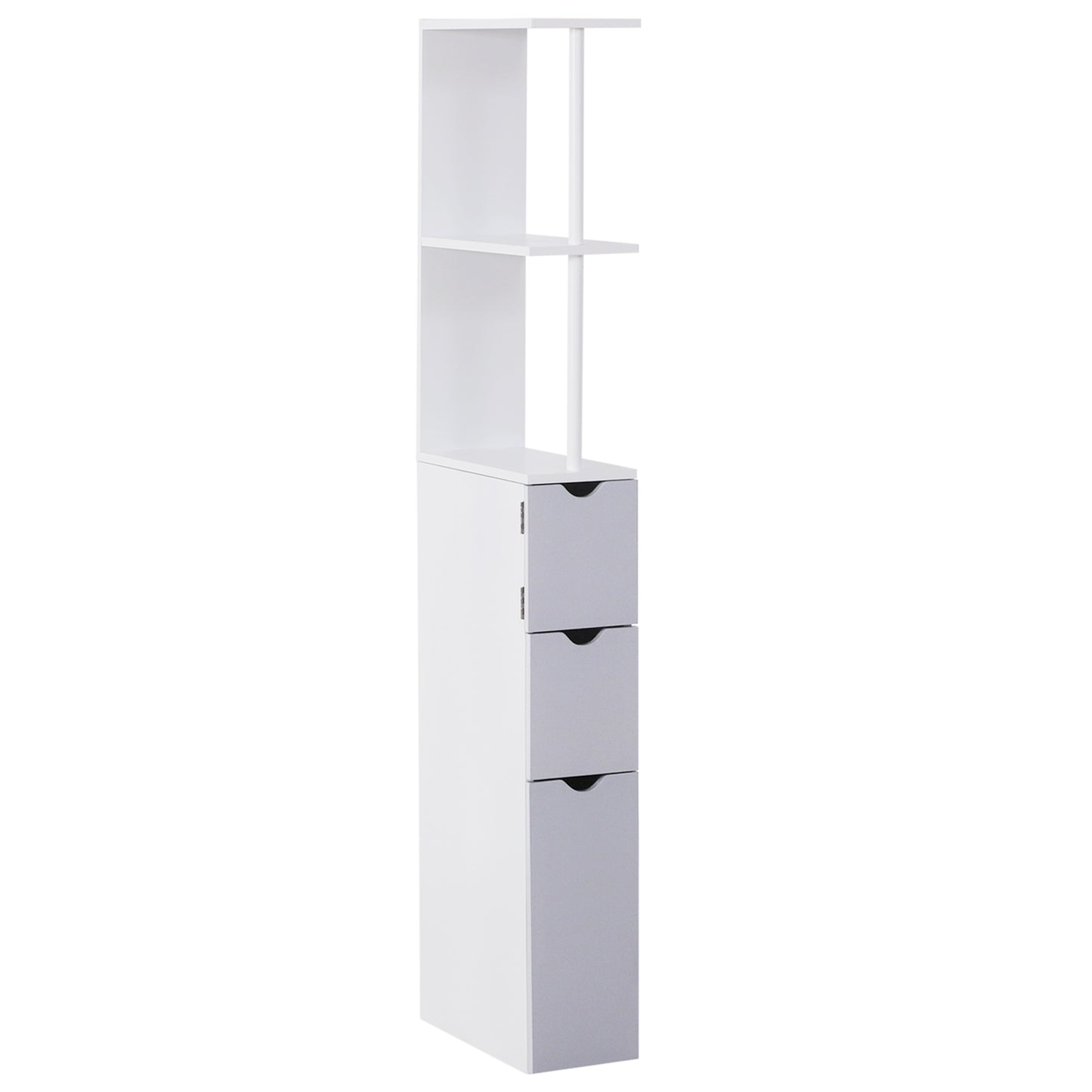 Coloana Baie 15×33×140 cm – Alb & Gri, Spatiu Vertical Compact