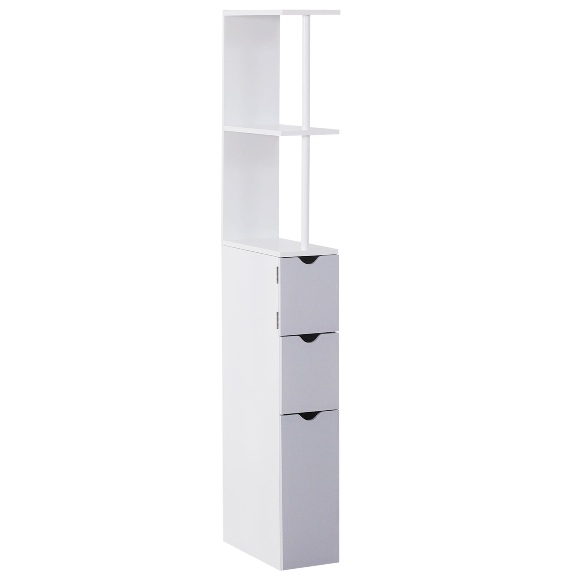 Coloana Baie 15×33×140 cm – Alb & Gri, Spatiu Vertical Compact