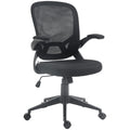 Scaun de birou ergonomic cu înălțime reglabilă, brațe rabatabile și material textil tip plasă, negru