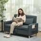 Canapea 2 locuri cu spațiu de depozitare și perne, din material textil cu efect de in și lemn, 135x72x84 cm, gri cărbune