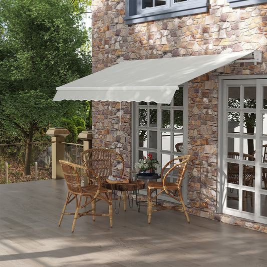 Copertina pentru soare cu brate si actionare manuala, din aluminiu si poliester pentru exterior, 295x200 cm, alb crem
