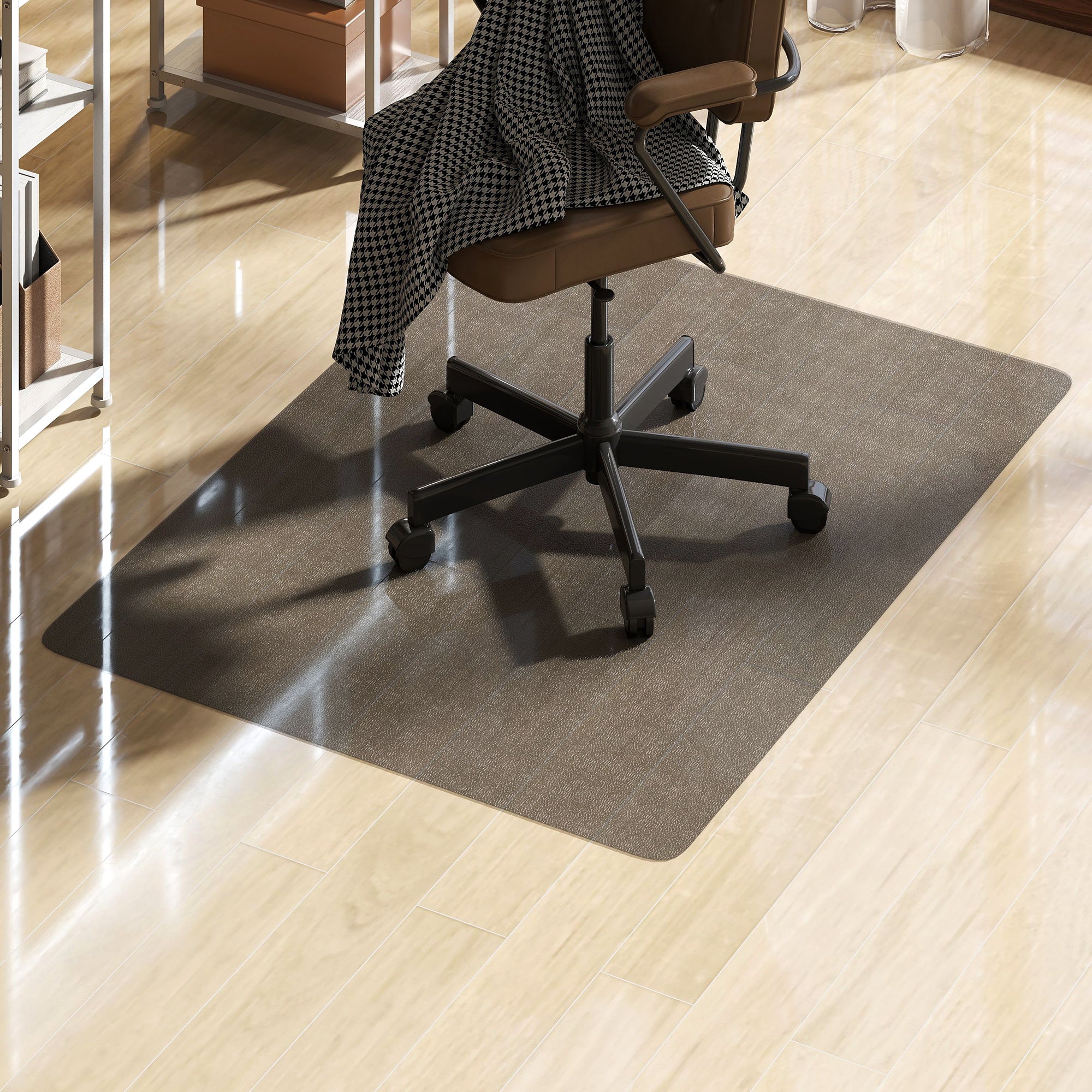 Tappetino Salvapavimento 120x90 cm in Plastica Nera Trasparente per Sedia da Ufficio