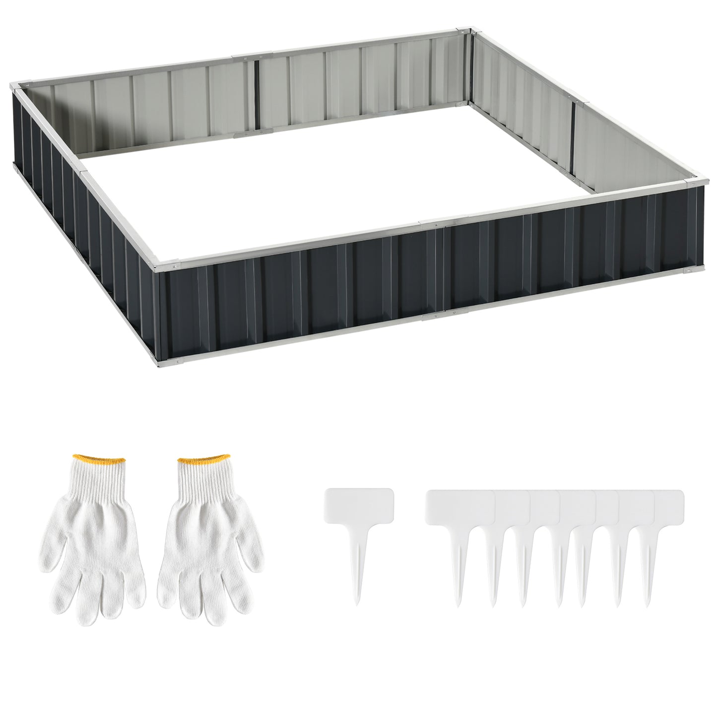 Strat de Cultivare Ridicat, Modular și Fără Fund din Oțel Zincat, 258x90x30 cm, Gri Închis