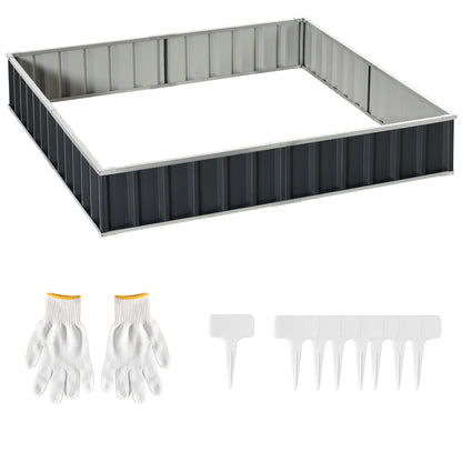 Strat de Cultivare Ridicat, Modular și Fără Fund din Oțel Zincat, 258x90x30 cm, Gri Închis