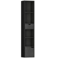 Bibliotecă cu 4 Rafturi Deschise, Dulap și Sertar, 30x24x158 cm, Negru