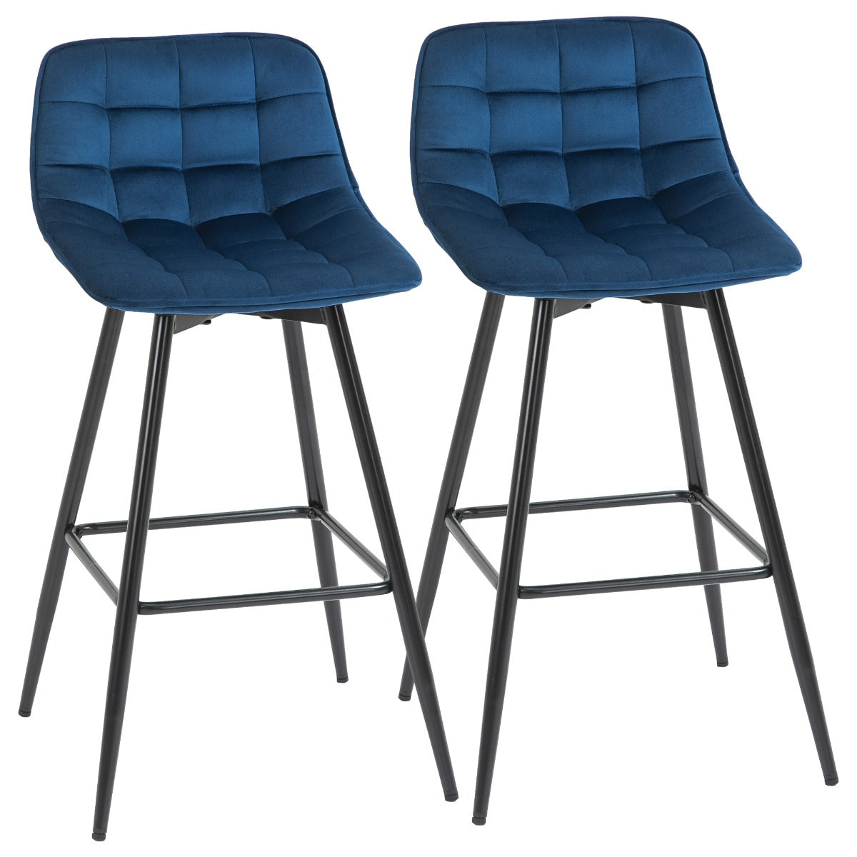Set 2 Scaune Bar – Nordic, Catifea Albastra & Confort Sporit