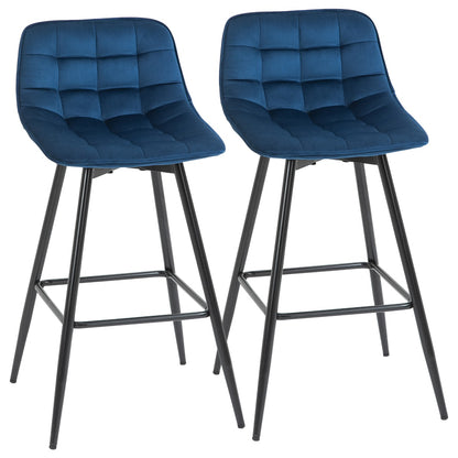 Set 2 Scaune Bar – Nordic, Catifea Albastra & Confort Sporit